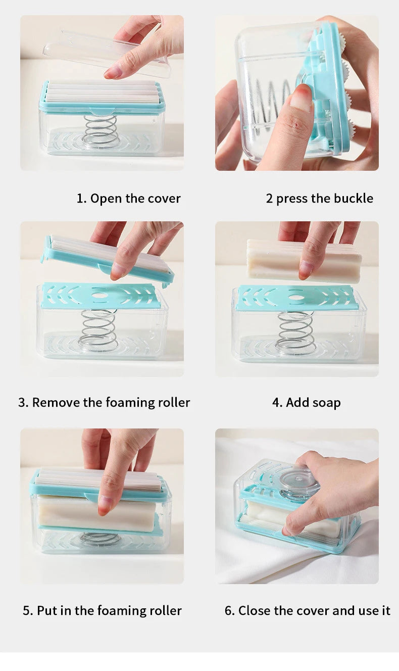 New Usage Roller Type Soap Dish Holder For Bathroom Toliet Soap Box Plastic Storage Container With Drain Water Bathroom Gadgets