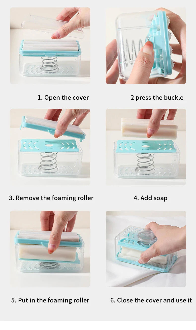 New Usage Roller Type Soap Dish Holder For Bathroom Toliet Soap Box Plastic Storage Container With Drain Water Bathroom Gadgets