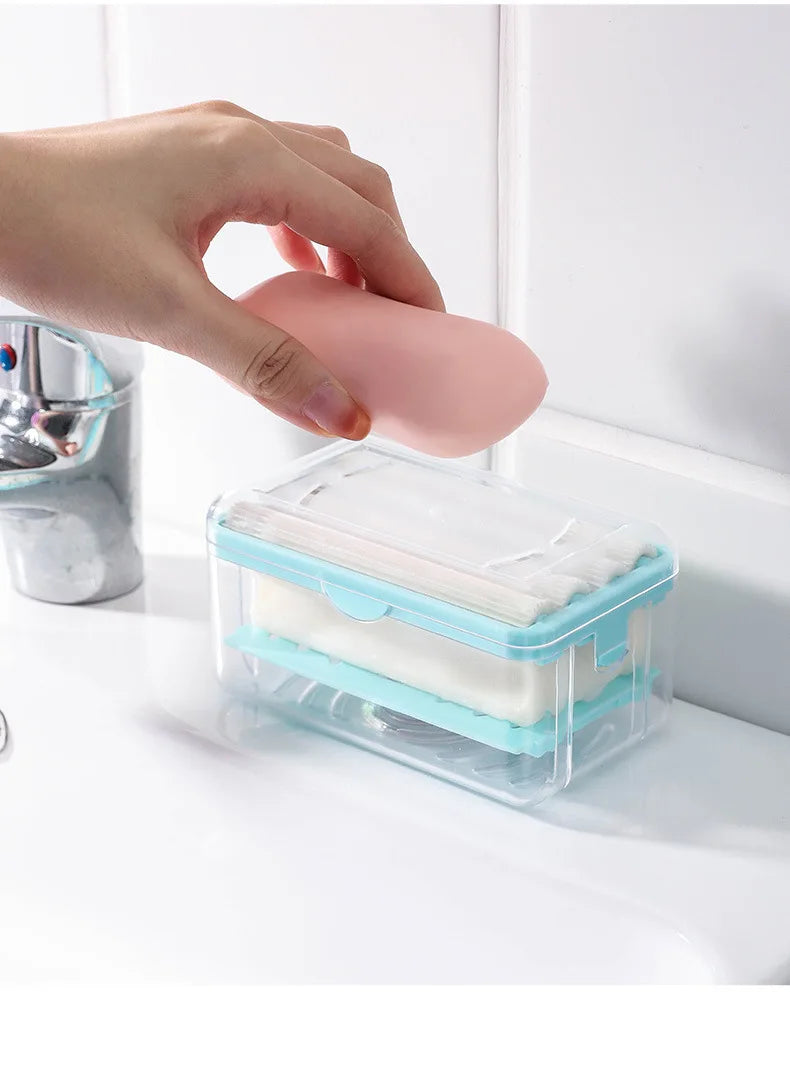 New Usage Roller Type Soap Dish Holder For Bathroom Toliet Soap Box Plastic Storage Container With Drain Water Bathroom Gadgets