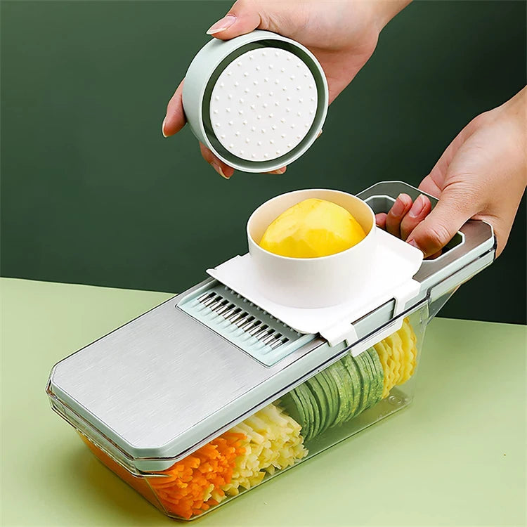 LMETJMA 6 in 1 Vegetable Slicer Mandoline Vegetable Slicer with 6 Interchangeable Blades Veggie Slicer Julienne Shredder JT105