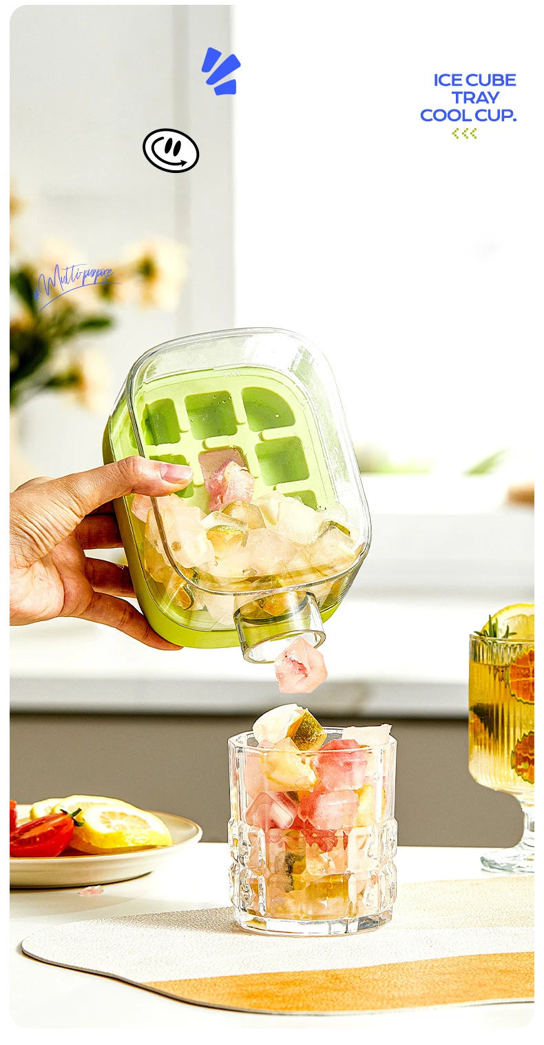 Ice Cube Tray With Lid - NO SPILL Ice Tray For Freezer - NO TOUCH Silicone Ice Cube Tray For Freezer With Straw + Cable Tie Mold