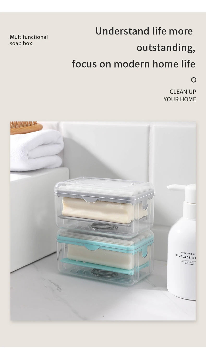New Usage Roller Type Soap Dish Holder For Bathroom Toliet Soap Box Plastic Storage Container With Drain Water Bathroom Gadgets