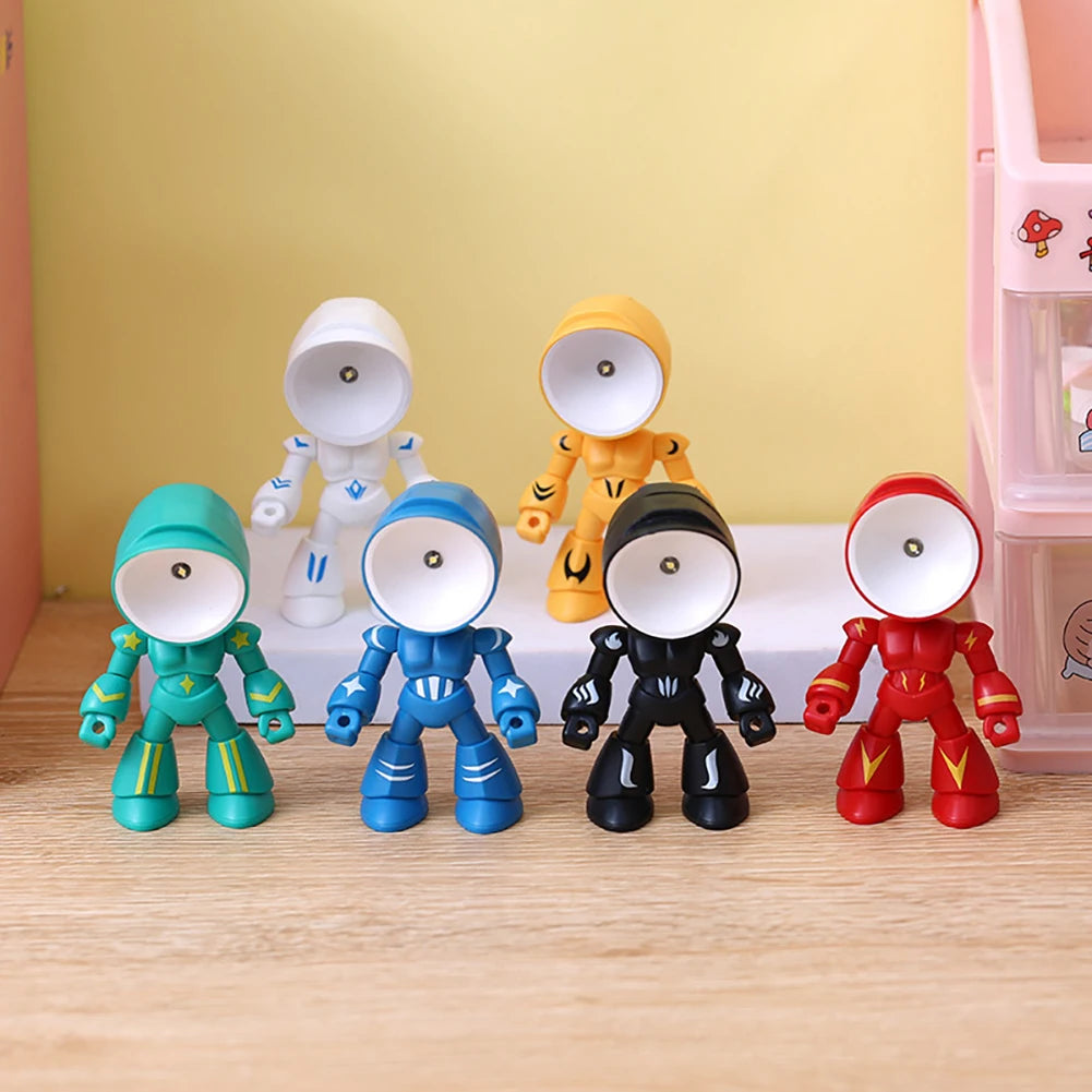 Mini Night Light LED Cartoon Cute Hero Police Desk Lamp Desktop Ornament Bedside Bedroom Table Lights Children Boy Holiday Gifts
