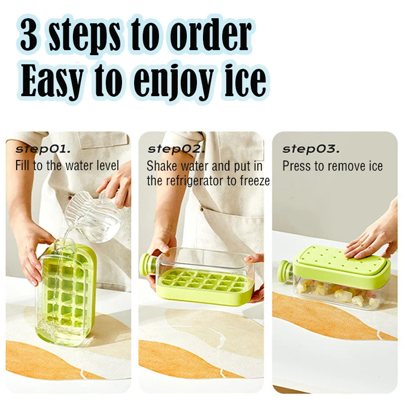 Ice Cube Tray With Lid - NO SPILL Ice Tray For Freezer - NO TOUCH Silicone Ice Cube Tray For Freezer With Straw + Cable Tie Mold