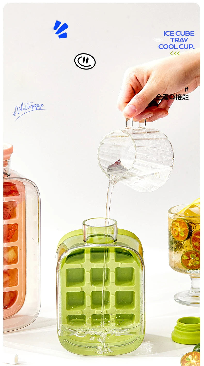 Ice Cube Tray With Lid - NO SPILL Ice Tray For Freezer - NO TOUCH Silicone Ice Cube Tray For Freezer With Straw + Cable Tie Mold