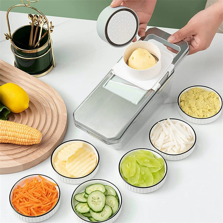 LMETJMA 6 in 1 Vegetable Slicer Mandoline Vegetable Slicer with 6 Interchangeable Blades Veggie Slicer Julienne Shredder JT105