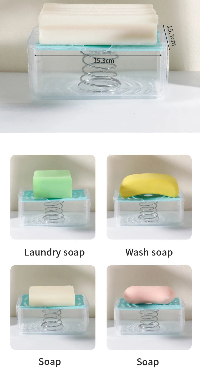 New Usage Roller Type Soap Dish Holder For Bathroom Toliet Soap Box Plastic Storage Container With Drain Water Bathroom Gadgets