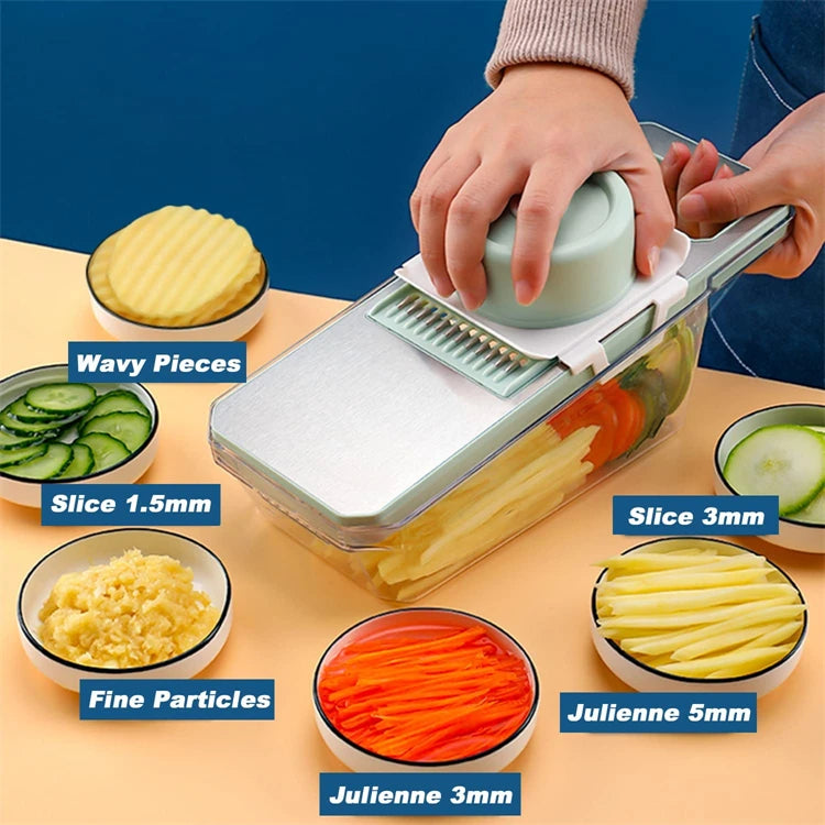 LMETJMA 6 in 1 Vegetable Slicer Mandoline Vegetable Slicer with 6 Interchangeable Blades Veggie Slicer Julienne Shredder JT105