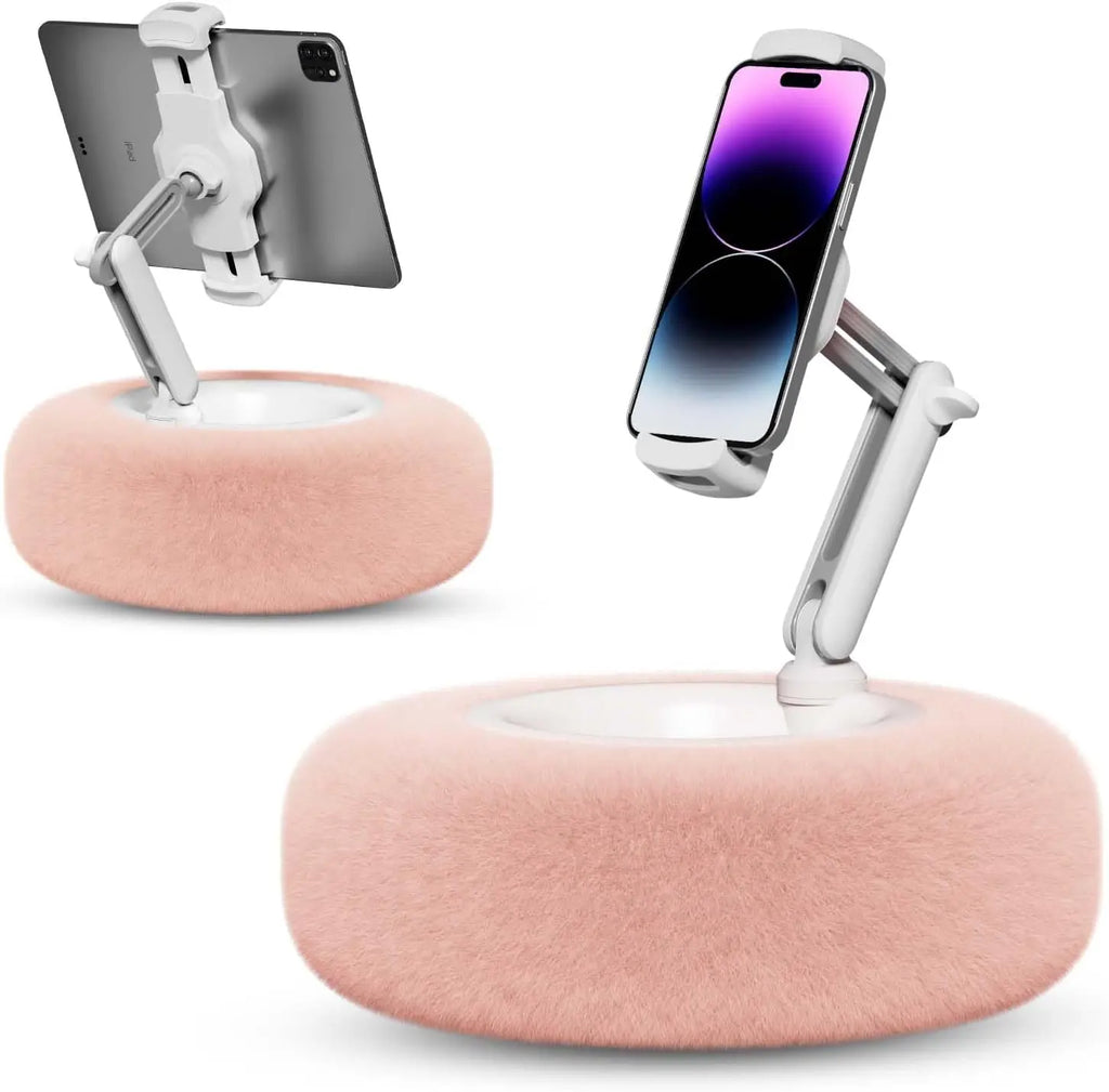 Plush Pillow Mobile Phone Tablet Holder Desktop Stand Adjustable Length Angle for binge-watching Live Straming Video Chat