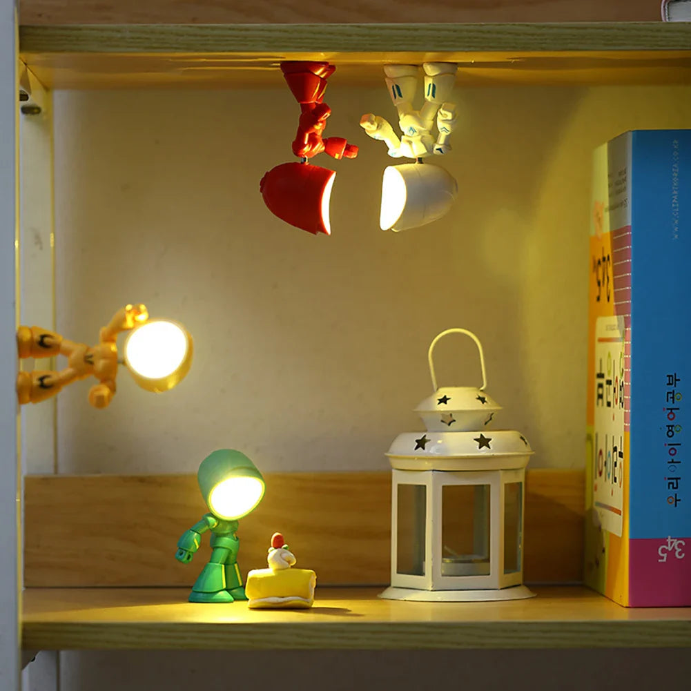 Mini Night Light LED Cartoon Cute Hero Police Desk Lamp Desktop Ornament Bedside Bedroom Table Lights Children Boy Holiday Gifts