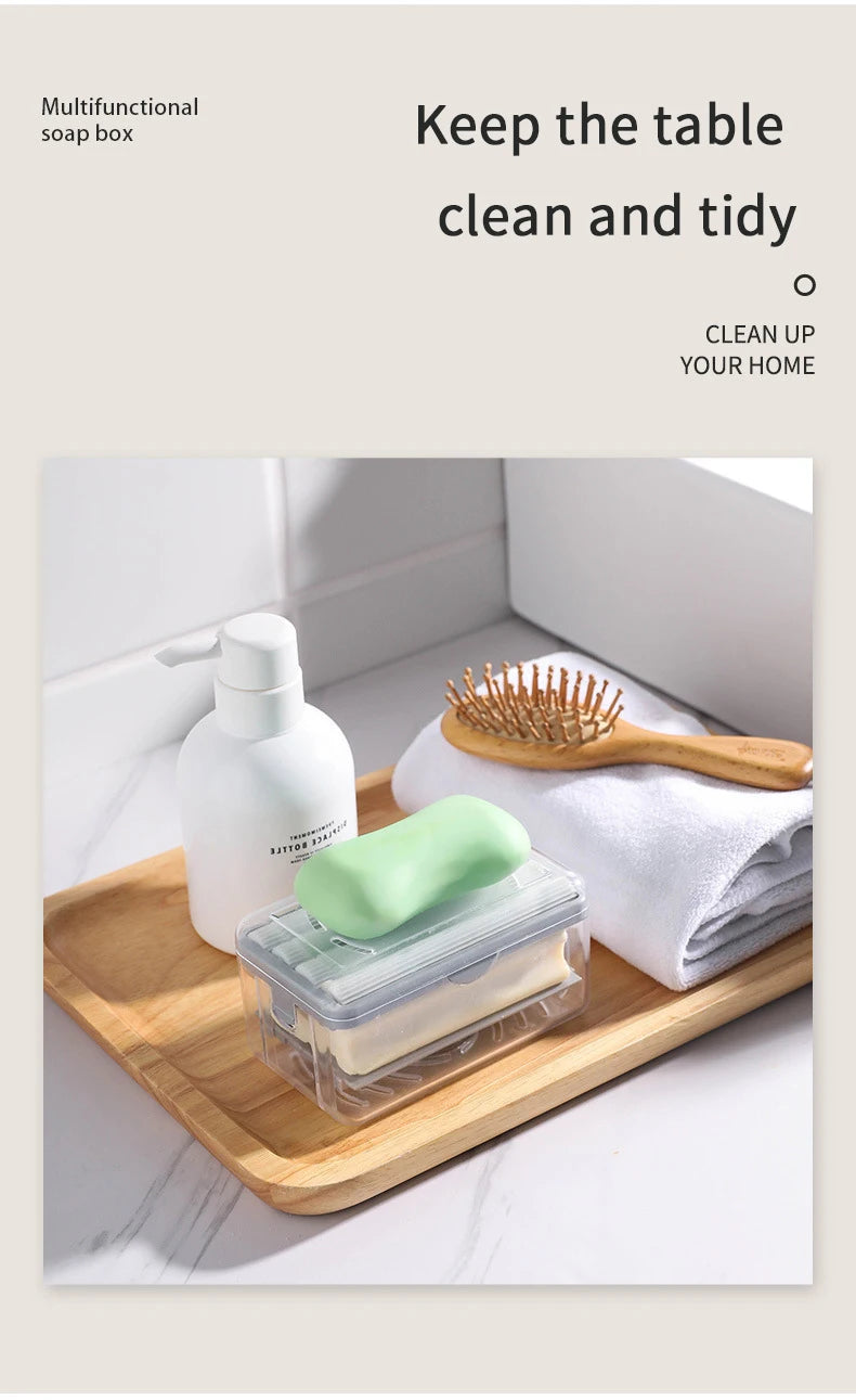 New Usage Roller Type Soap Dish Holder For Bathroom Toliet Soap Box Plastic Storage Container With Drain Water Bathroom Gadgets