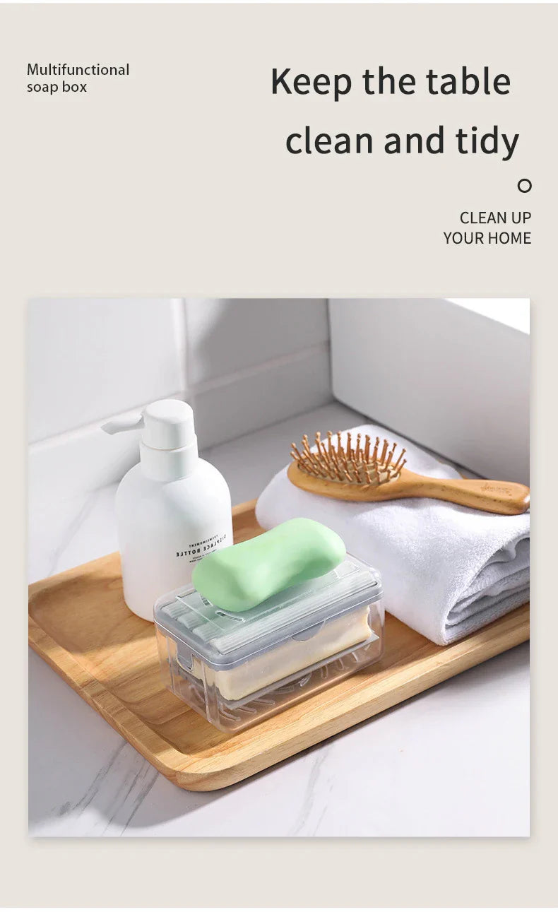 New Usage Roller Type Soap Dish Holder For Bathroom Toliet Soap Box Plastic Storage Container With Drain Water Bathroom Gadgets