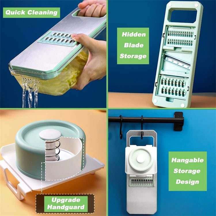 LMETJMA 6 in 1 Vegetable Slicer Mandoline Vegetable Slicer with 6 Interchangeable Blades Veggie Slicer Julienne Shredder JT105