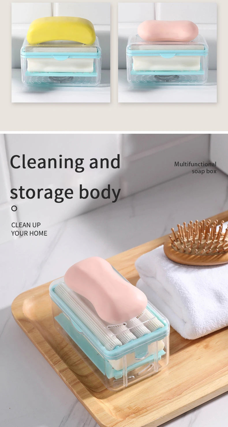 New Usage Roller Type Soap Dish Holder For Bathroom Toliet Soap Box Plastic Storage Container With Drain Water Bathroom Gadgets
