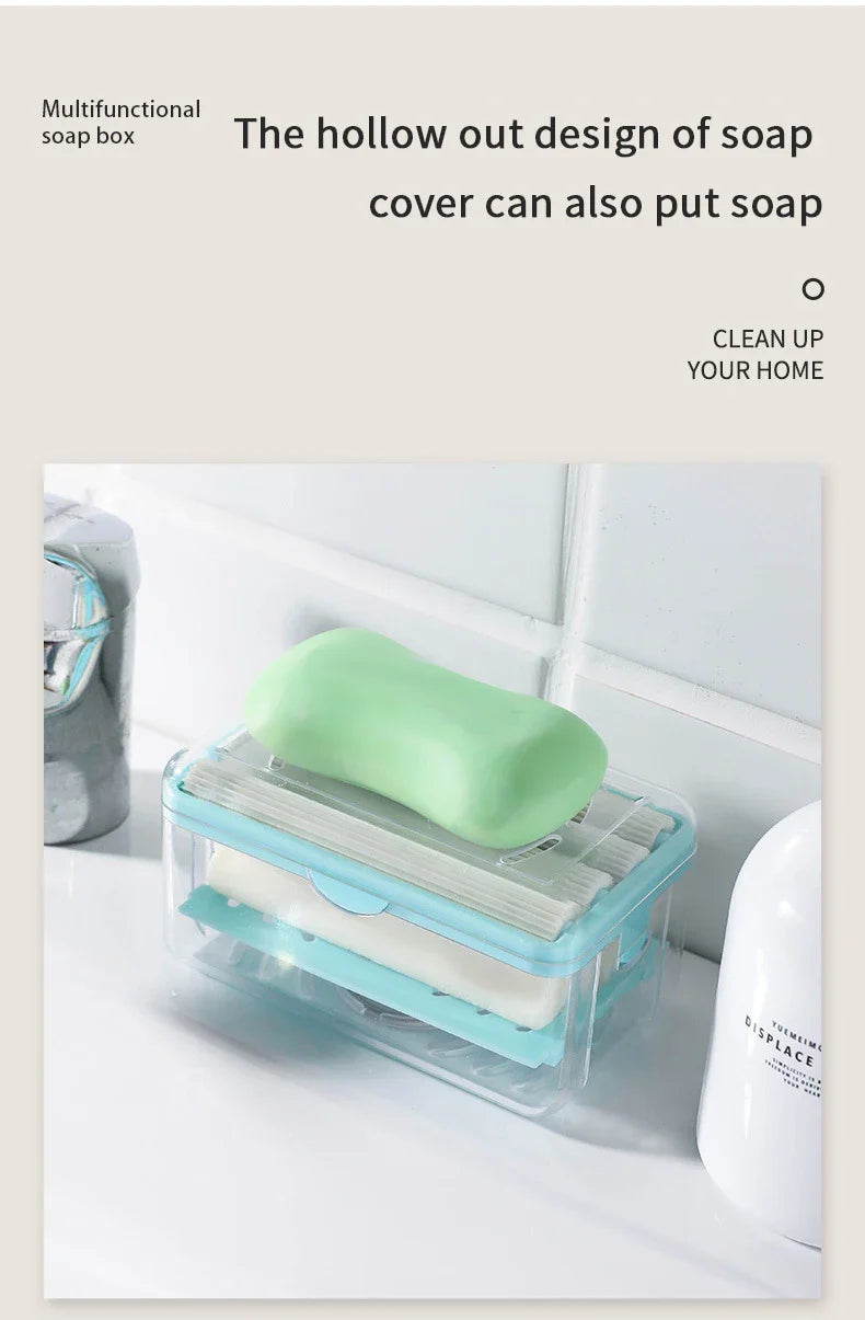 New Usage Roller Type Soap Dish Holder For Bathroom Toliet Soap Box Plastic Storage Container With Drain Water Bathroom Gadgets