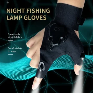 Led Light Charging Fishing Gloves High Elastic Non-slip